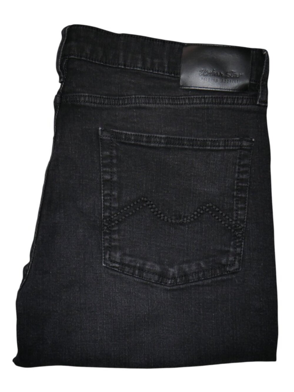 Urban Star Men's Size 36x34 Jeans Stretch Denim Black Thick Stitch Straight Leg
